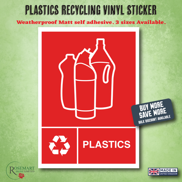 Plastics Recycling bin vinyl stickers.