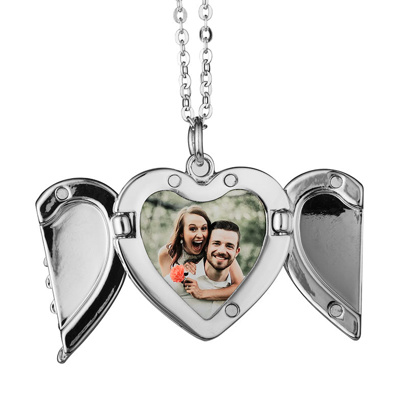 Open heart angel wing necklace discount