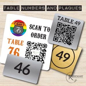 Table Numbers and Table Notice Plaques