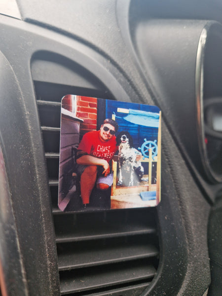 Personalised photo text logo printed car air clip on vent car air freshener