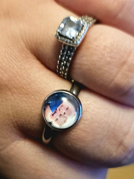 Personalised adjustable photo printing stainless steel keepsake ring