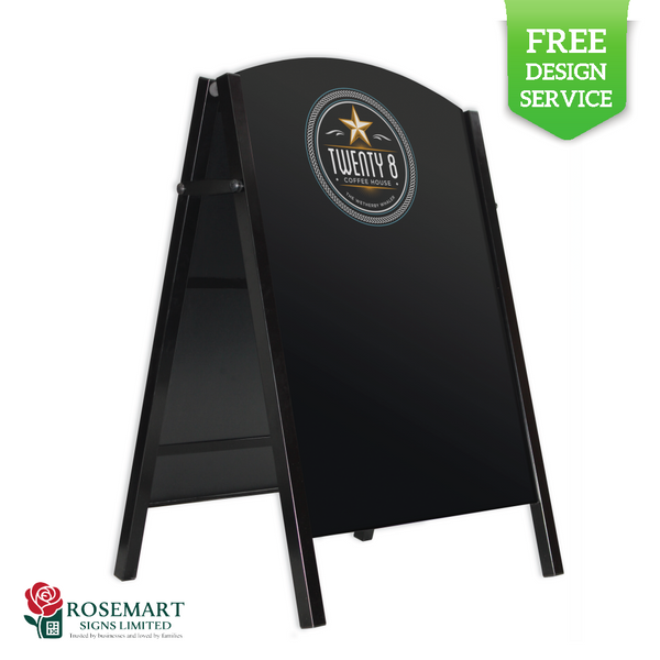 Black Premier Chalkboard A-Board – Optional Printed Logo Header