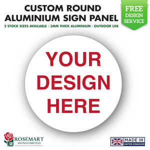Custom Round Aluminium Composite Sign Panel (Dibond) – 3mm Thick – 150mm & 300mm – Drill Holes or Panel Only (Copy)