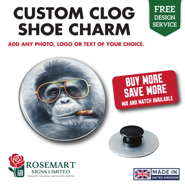 Personalised Shoe Charms for Clog Style Shoes | Custom Photo, Logo or Text | UK Made