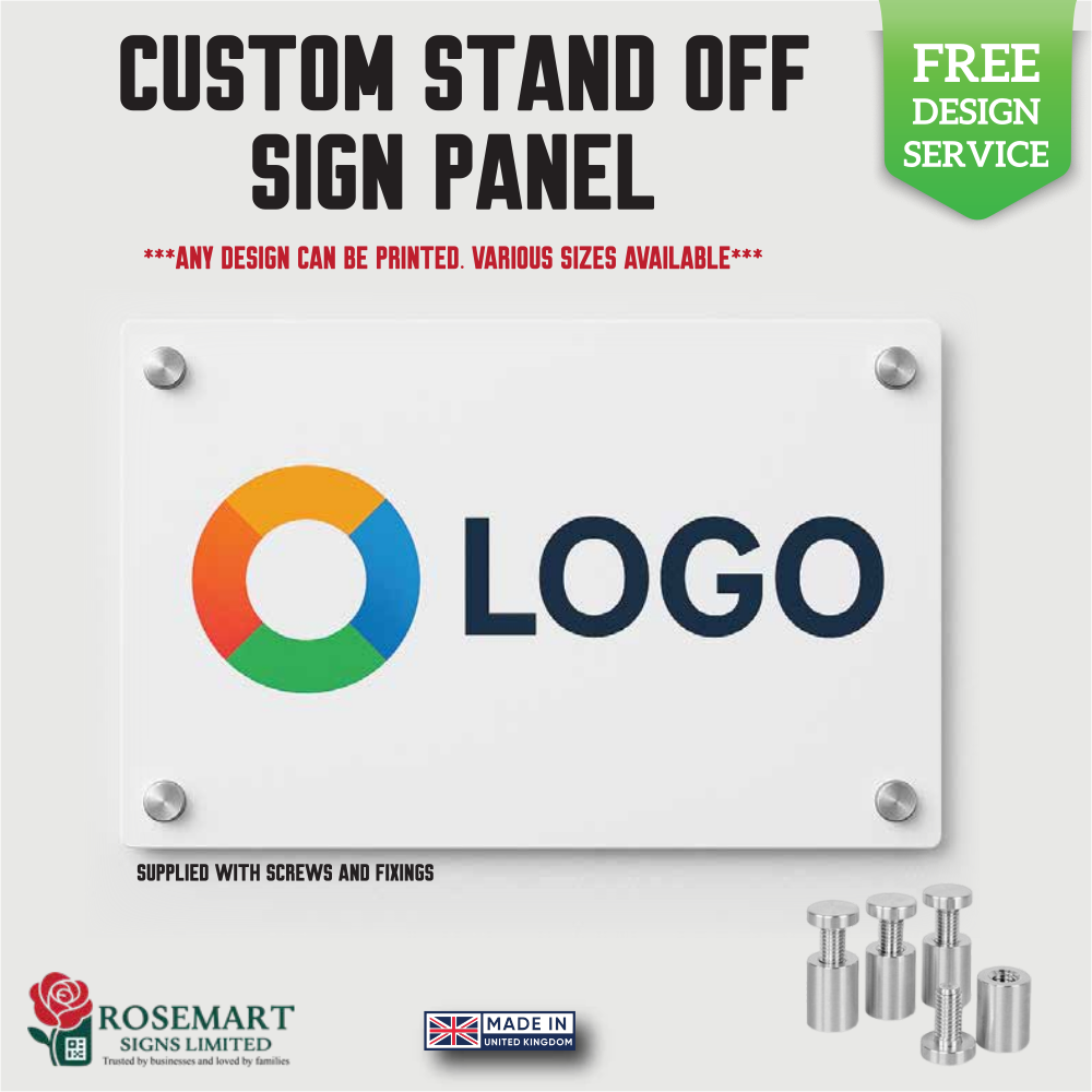 Custom 3mm Aluminium Composite Sign Panels with Stand-Off Fixings – Weatherproof Outdoor & Indoor Signage