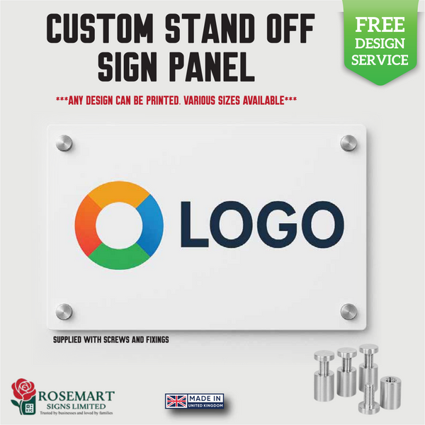 Custom 3mm Aluminium Composite Sign Panels with Stand-Off Fixings – Weatherproof Outdoor & Indoor Signage