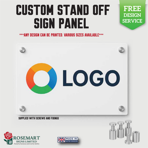 Custom 3mm Aluminium Composite Sign Panels with Stand-Off Fixings – Weatherproof Outdoor & Indoor Signage