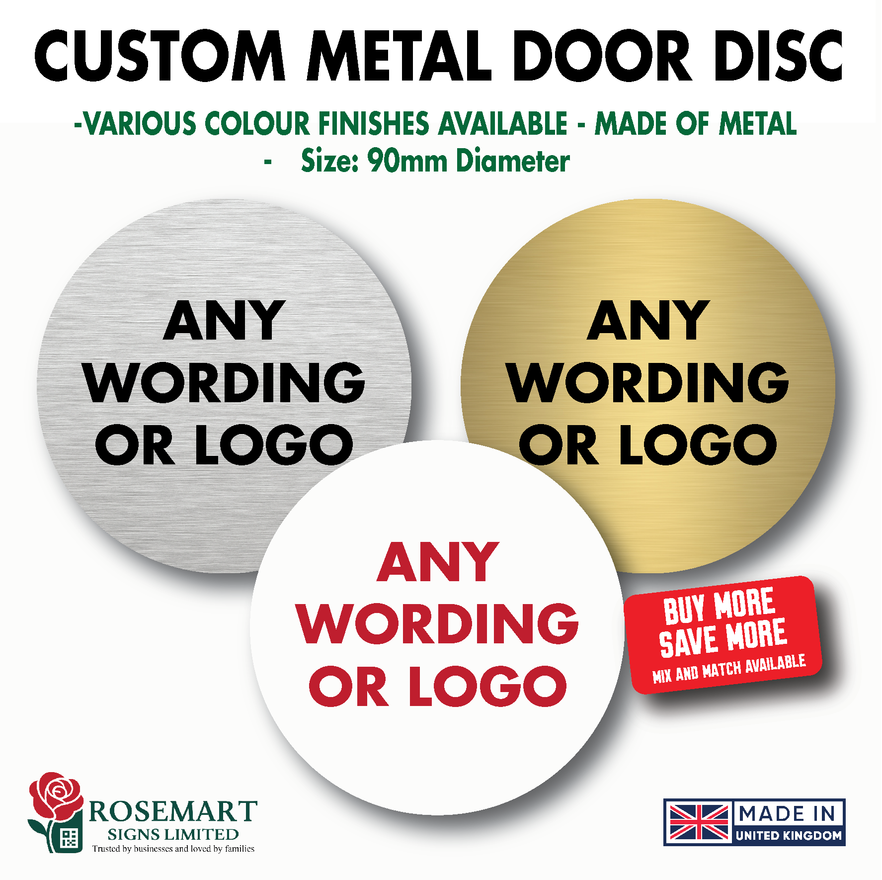 Custom Metal Door Disc – Personalised Aluminium Door Sign (90mm Round)