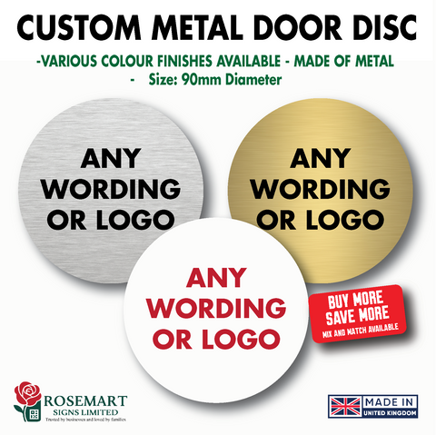 Custom Metal Door Disc – Personalised Aluminium Door Sign (90mm Round)