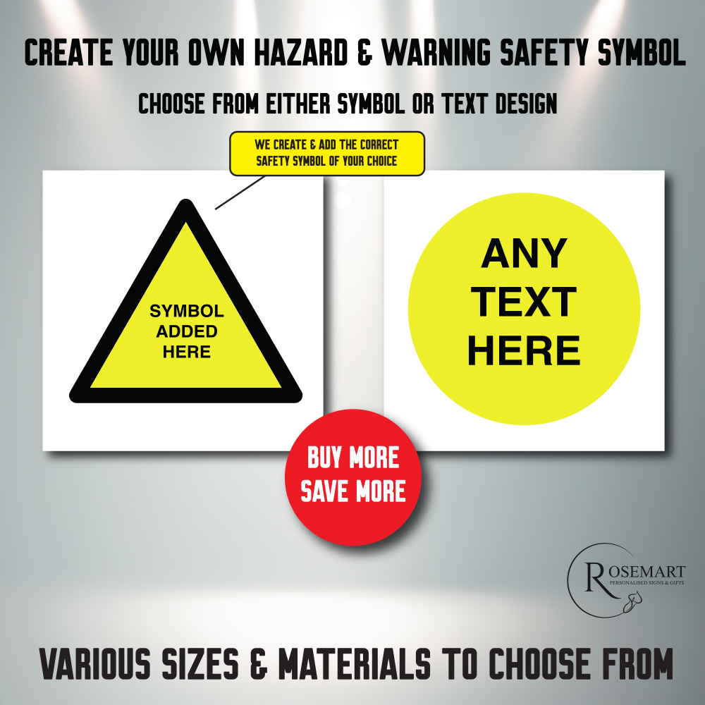 Create your own hazard and warning safety general label sign. Any symbol or text