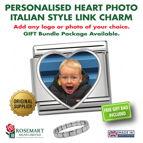 Personalised Heart Photo Italian Charm
