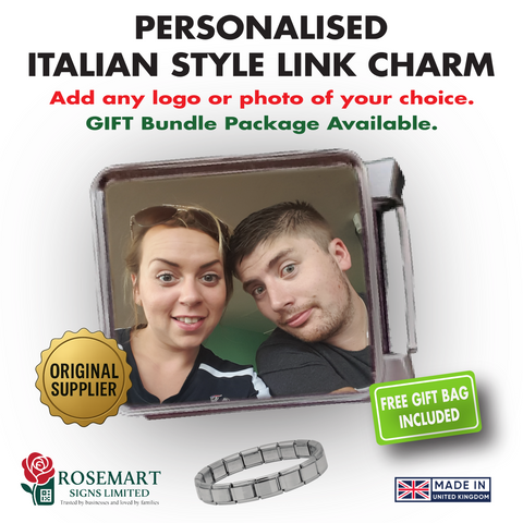 Personalised Rectangle Photo Italian Charm