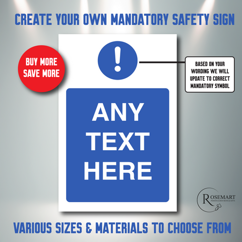 Create your own Portrait mandatory safety sign. Any symbol or text