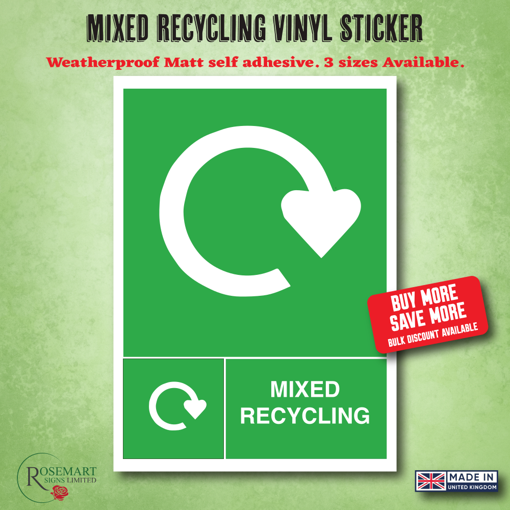Mixed Recycling Waste Recycling Bin Vinyl Stickers Rosemart Signs mixed-recycling-waste-recycling-bin-vinyl-stickers-rosemart-signs