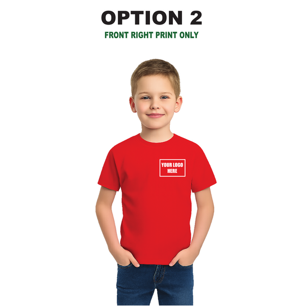 Children's Custom Red T-Shirt – Personalised Logo or Text – Front & Back Print – Proof Before Printing – HTV Print UK