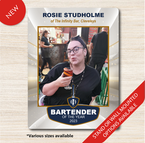 Personalised Bartender of the year Award Sign plaque