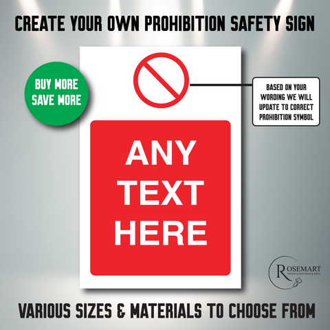 Create your own Portrait prohibition safety sign. Any symbol or text