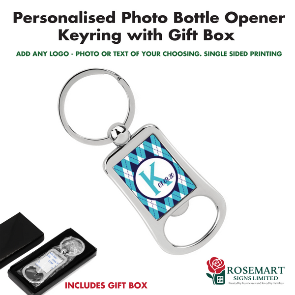 Personalised Photo Bottle Opener Keyring with Gift Box