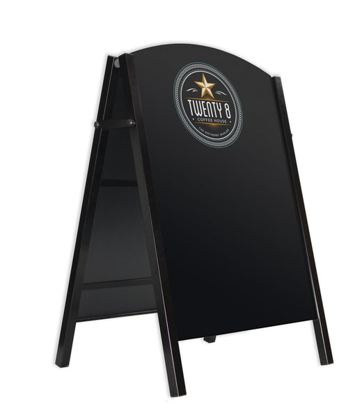 Black Premier Chalkboard A-Board – Optional Printed Logo Header