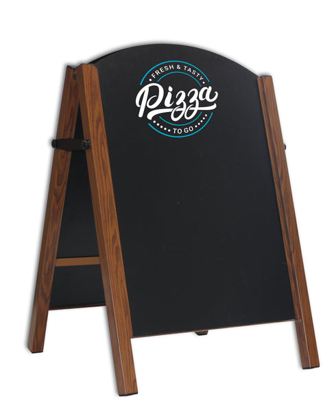 Wood Effect Premier Chalkboard A-Board – Optional Printed Logo Header