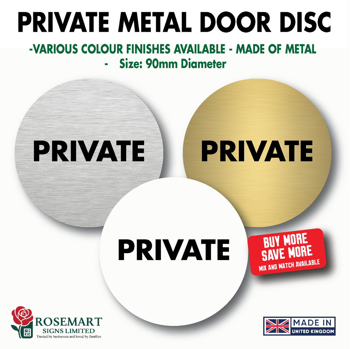 Private Metal Door Disc – Aluminium Door Sign – 90mm Round – Rosemart ...