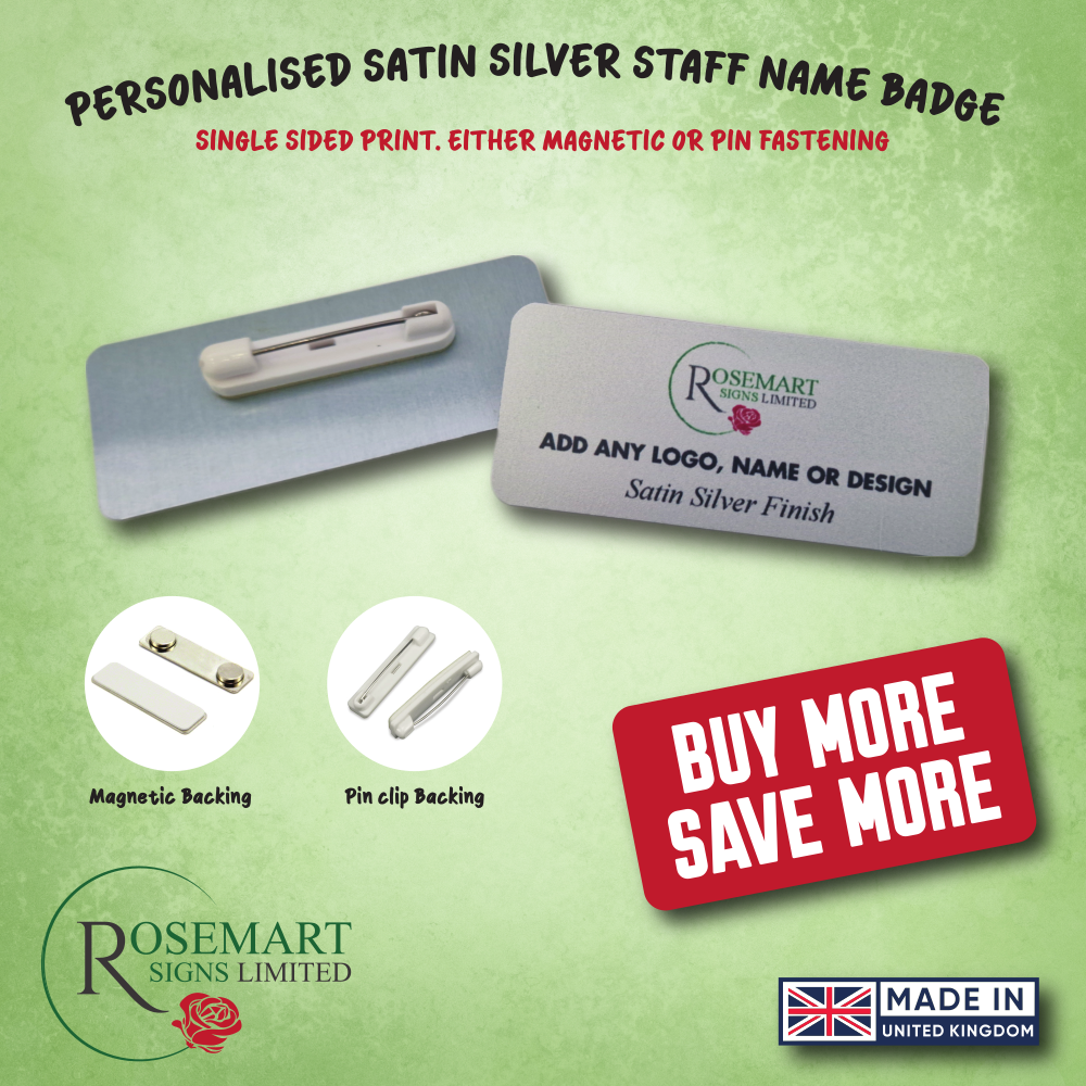 Personalised Satin Silver Staff Name Badges Rosemart Signs Limited personalised-satin-silver-staff-name-badges-rosemart-signs-limited