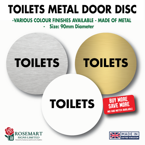 Toilets Metal Door Disc – Aluminium Door Sign – 90mm Round