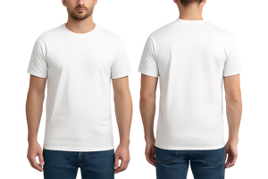 Men’s Custom White T-Shirt – Personalised Logo or Text – Front & Back Print – Proof Before Printing – HTV Print UK