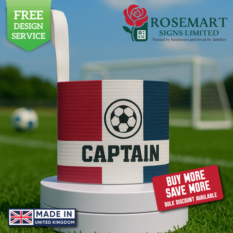 Custom Captain Armband – Personalised Football Armbands with Velcro | Add Logo, Team Name & Full Colour Print