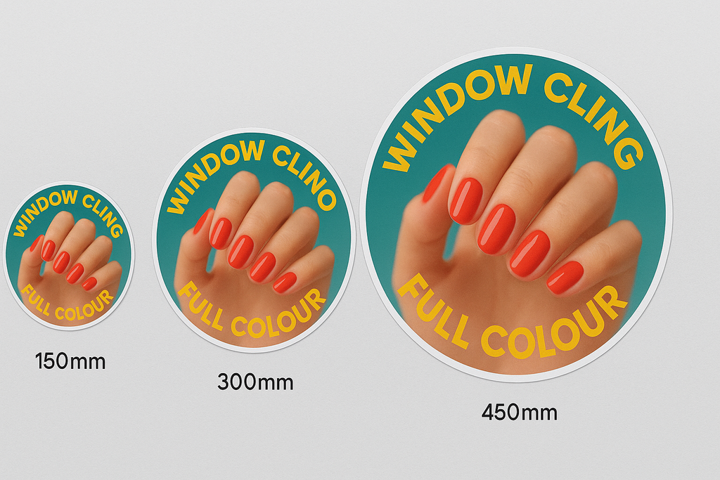Basic Circular Window Tag Round Window Cling Decal – Full Colour Custom Printed Sign for Shops ...