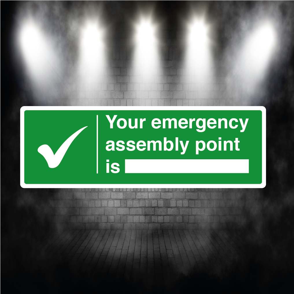 Emergency Assembly Point Sign – Vinyl Sticker or Aluminium Safety Plaque