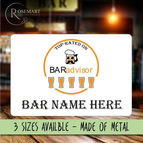 Personalised BAR advisor home bar rating fun novelty bar notice