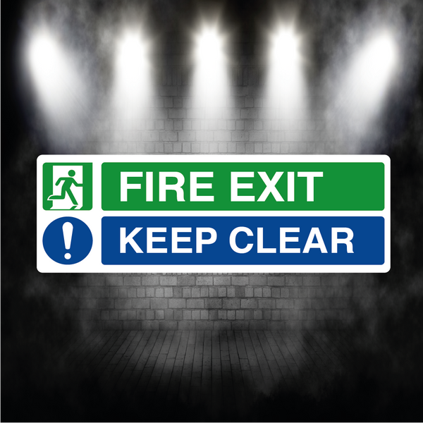 Fire Exit Keep Clear Sign – Vinyl Sticker or Aluminium Plaque | Indoor & Outdoor Safety