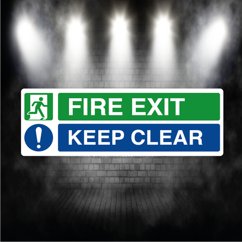 Fire exit keep clear metal sign plaque