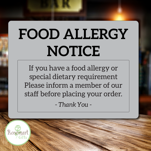 Food Allergy pub bar restaurant allergen awareness Sign (Landscape)