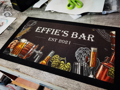 Personalised Modern Small Bar Mat / Runner