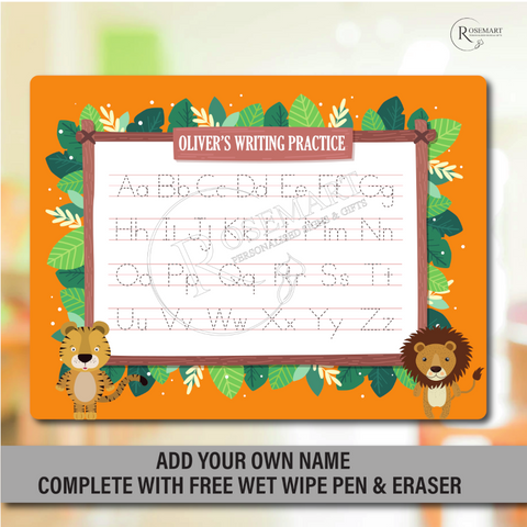 Personalised Children’s alphabet writing practice Board with pen. Educational learning