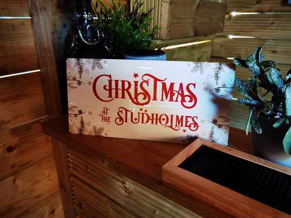 Personalised freestanding Christmas at the family sign plaque