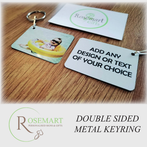 Personalised metal Photo Keyring Any Picture Custom Keychain Double-Sided Print