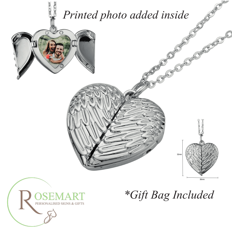 Heart Photo Locket Bracelet, Angel Wing Picture Locket Charm