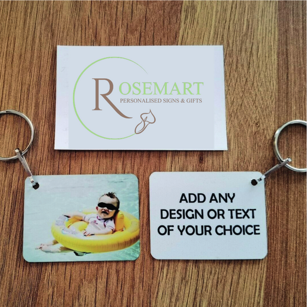 Personalised metal Photo Keyring Any Picture Custom Keychain Double-Sided Print