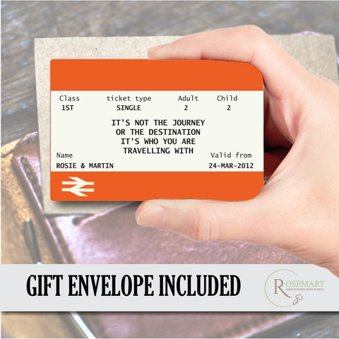 Personalised'Train Ticket' Sentimental metal Wallet card