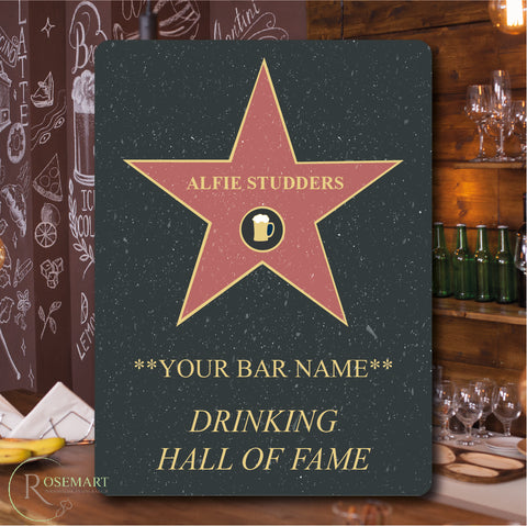 Personalised Hollywood Walk of Fame / Drinker of Fame Award Sign