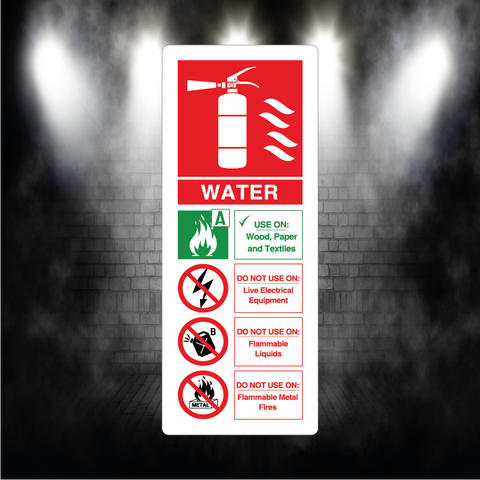 Water Fire Extinguisher metal sign plaque