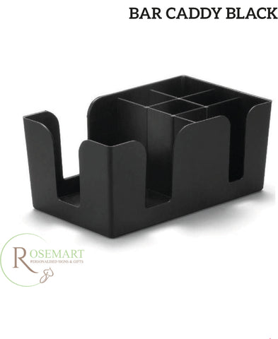 Black plastic bar caddy