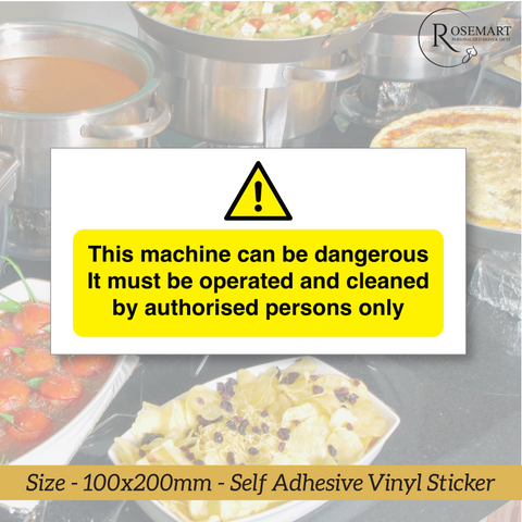 Caution Dangerous Machine catering safety vinyl sticker sign.