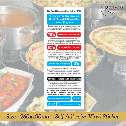 Cooked chill guidelines Act 2006 kitchen catering safety vinyl sticker sign.