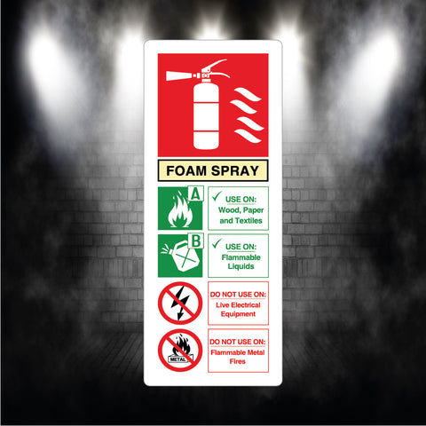 Foam spray Fire Extinguisher metal sign plaque