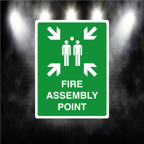 Fire assembly point metal sign plaque