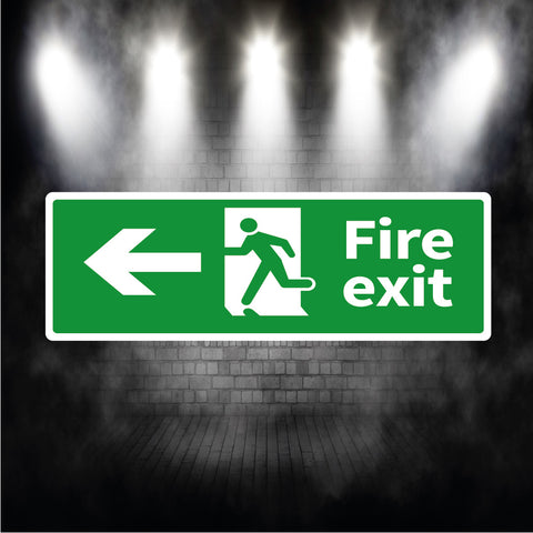 Fire exit sign arrow left metal sign plaque